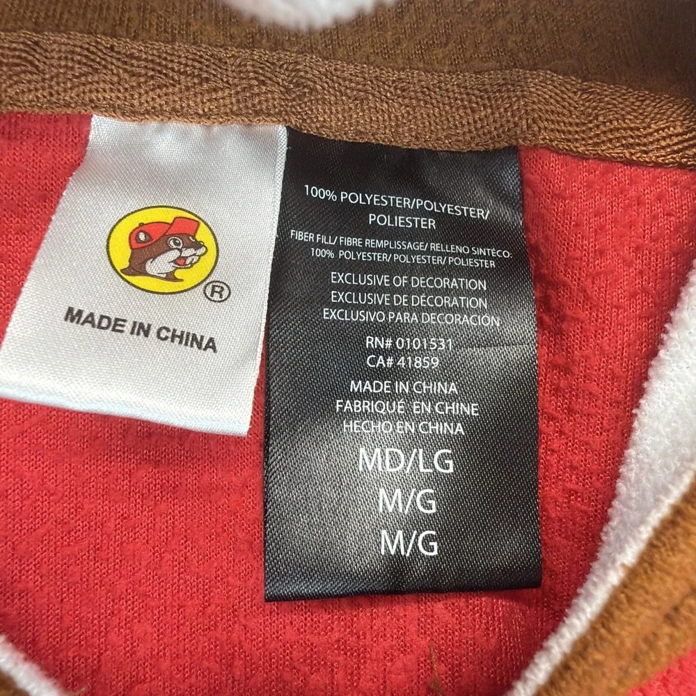 Buc-ee's Beaver Costume Boys Medium Hooded One Piece Pajama Union Suit Zip Tail